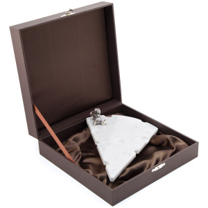 Board for cheese "Mouse feast" made of marble, with silver